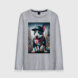 Мужской лонгслив Funny bull terrier in New York - ai art