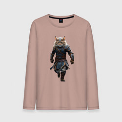 Лонгслив хлопковый мужской Кот-викинг, цвет: пыльно-розовый