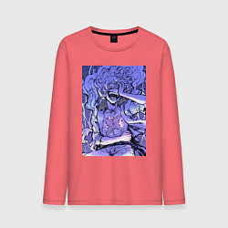 Лонгслив хлопковый мужской Ван-Пис Луффи улыбается, цвет: коралловый