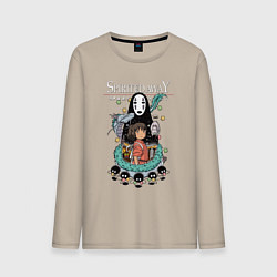 Лонгслив хлопковый мужской Унесенные призраками дракон, цвет: миндальный