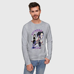 Лонгслив хлопковый мужской Клинок рассекающий демонов Шинобу Кочо столп, цвет: меланж — фото 2