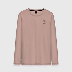 Лонгслив хлопковый мужской Мы русские с нами Бог Крест черный на узорном флаг, цвет: пыльно-розовый