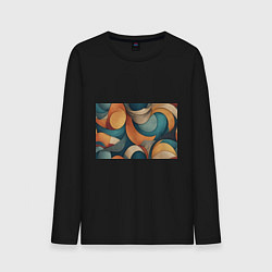 Лонгслив хлопковый мужской Абстракция теплые контрасты, цвет: черный