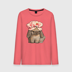 Лонгслив хлопковый мужской Кролик в шапке, цвет: коралловый