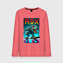 Мужской лонгслив Tyrannosaur rex on a skateboard - ai art fantasy