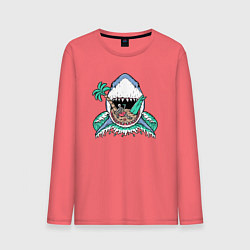 Лонгслив хлопковый мужской Акула и сервер, цвет: коралловый