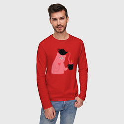 Лонгслив хлопковый мужской Мишкин чай, цвет: красный — фото 2