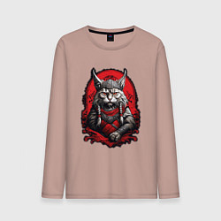 Лонгслив хлопковый мужской Кот викинг, цвет: пыльно-розовый