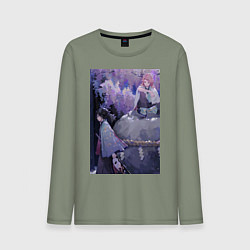 Лонгслив хлопковый мужской Клинок рассекающий демонов Гию Томиока, цвет: авокадо