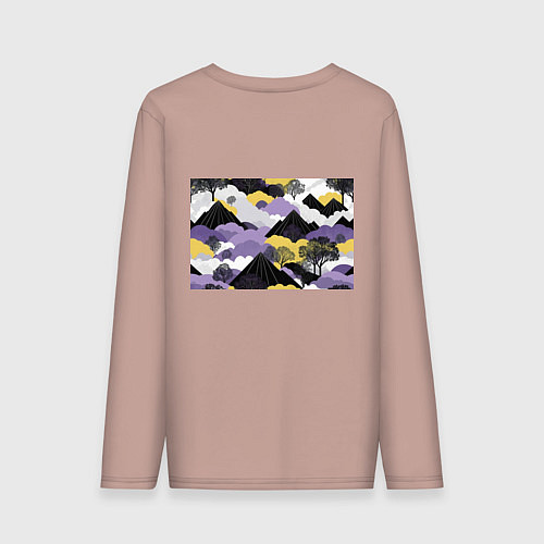 Мужской лонгслив Япония горы / Пыльно-розовый – фото 2