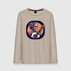 Лонгслив хлопковый мужской Мёртвая гитаристка, цвет: миндальный