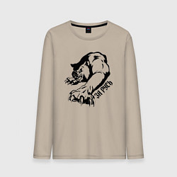 Лонгслив хлопковый мужской Медведь воин - за Русь, цвет: миндальный