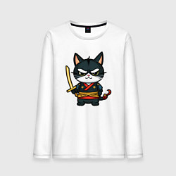 Мужской лонгслив Смелый кот самурай