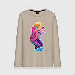 Мужской лонгслив Космос девушка профиль