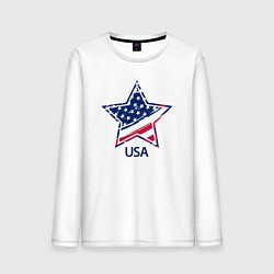 Лонгслив хлопковый мужской Star - USA, цвет: белый