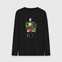 Лонгслив хлопковый мужской Спанч Боб - зомби, цвет: черный