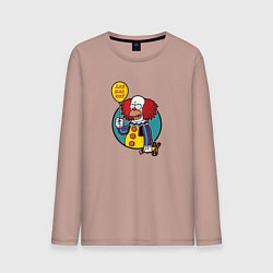 Лонгслив хлопковый мужской Клоун Оно - Симпсоны, цвет: пыльно-розовый