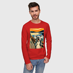Лонгслив хлопковый мужской Коала кричит на картине Эдварда Мунка - мем искусс, цвет: красный — фото 2