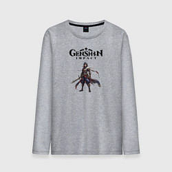 Лонгслив хлопковый мужской Косплей Genshin impact boy, цвет: меланж