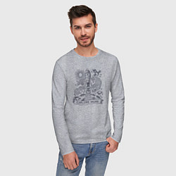 Лонгслив хлопковый мужской Исследуй больше космоса, цвет: меланж — фото 2