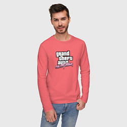 Лонгслив хлопковый мужской GTA vice city stories game, цвет: коралловый — фото 2