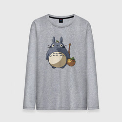 Лонгслив хлопковый мужской Смешной тоторо, цвет: меланж