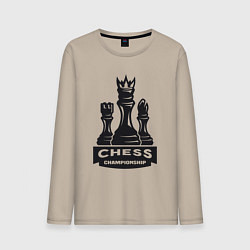 Лонгслив хлопковый мужской Chess championship, цвет: миндальный