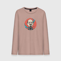 Лонгслив хлопковый мужской Портрет Владимира Ленина, цвет: пыльно-розовый