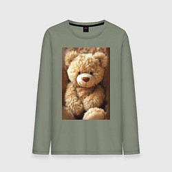 Лонгслив хлопковый мужской Игрушечный большой медвежонок, цвет: авокадо