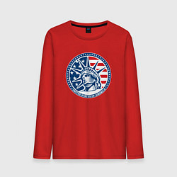 Лонгслив хлопковый мужской USA flag New York, цвет: красный