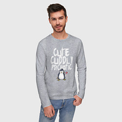 Лонгслив хлопковый мужской Милый симпатичный психопат, цвет: меланж — фото 2