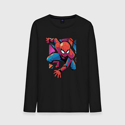 Лонгслив хлопковый мужской Крутой Человек-паук, цвет: черный