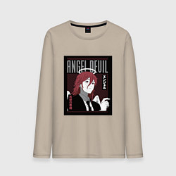 Лонгслив хлопковый мужской Человек-бензопила Angel Devil, цвет: миндальный