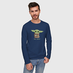Лонгслив хлопковый мужской Маленький Йода, цвет: тёмно-синий — фото 2
