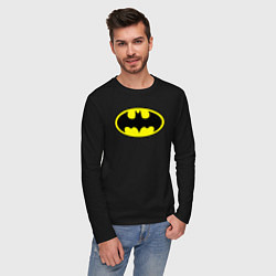 Лонгслив хлопковый мужской Batman logo, цвет: черный — фото 2