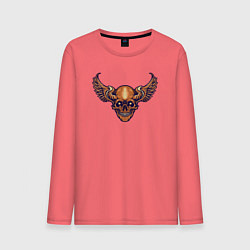 Лонгслив хлопковый мужской Skull angel, цвет: коралловый