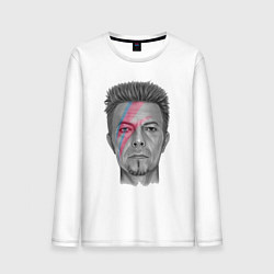 Лонгслив хлопковый мужской David Bowie rock singer, цвет: белый
