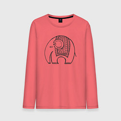 Лонгслив хлопковый мужской Забавный слоник, цвет: коралловый