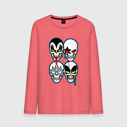 Лонгслив хлопковый мужской Kiss skulls, цвет: коралловый