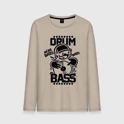 Лонгслив хлопковый мужской Drum n Bass: More Bass, цвет: миндальный