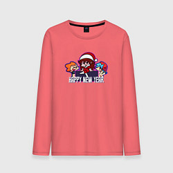 Лонгслив хлопковый мужской Friday Night Funkin - New Year, цвет: коралловый