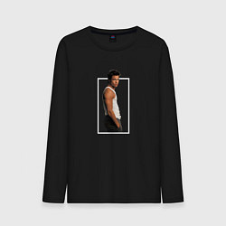 Лонгслив хлопковый мужской Красавчик Брэд Питт, цвет: черный