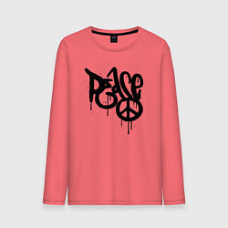 Лонгслив хлопковый мужской Graffiti peace, цвет: коралловый