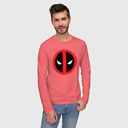 Лонгслив хлопковый мужской Deadpool logo, цвет: коралловый — фото 2