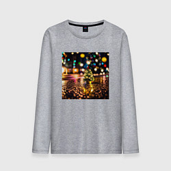 Лонгслив хлопковый мужской Новогодняя маленькая ёлочка, цвет: меланж