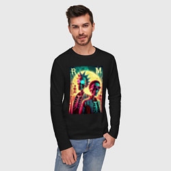 Лонгслив хлопковый мужской Rick and Morty cool skeletons, цвет: черный — фото 2