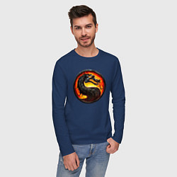 Лонгслив хлопковый мужской Mortal kombat logotype, цвет: тёмно-синий — фото 2