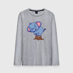 Лонгслив хлопковый мужской Слонёнок на пеньке, цвет: меланж