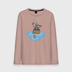 Лонгслив хлопковый мужской Пират в бочке, цвет: пыльно-розовый