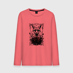 Лонгслив хлопковый мужской Лис с красными розами, цвет: коралловый
